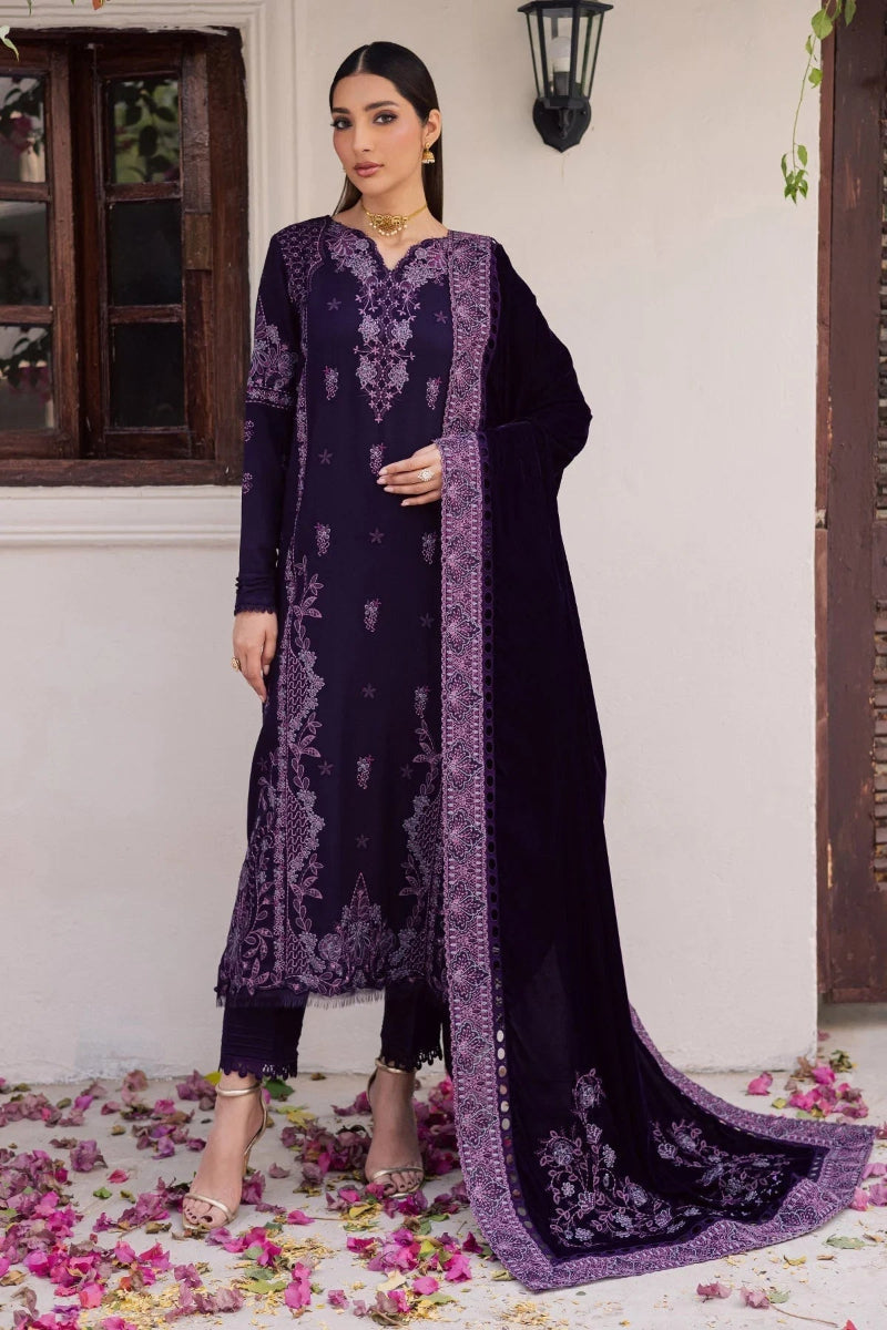 3  Piece Stitched  Velvet  Suit - Ready to Wear