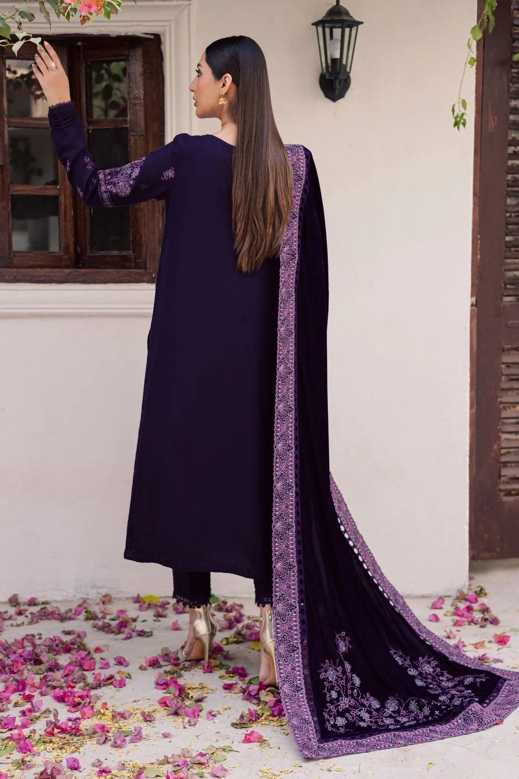3  Piece Stitched  Velvet  Suit - Ready to Wear