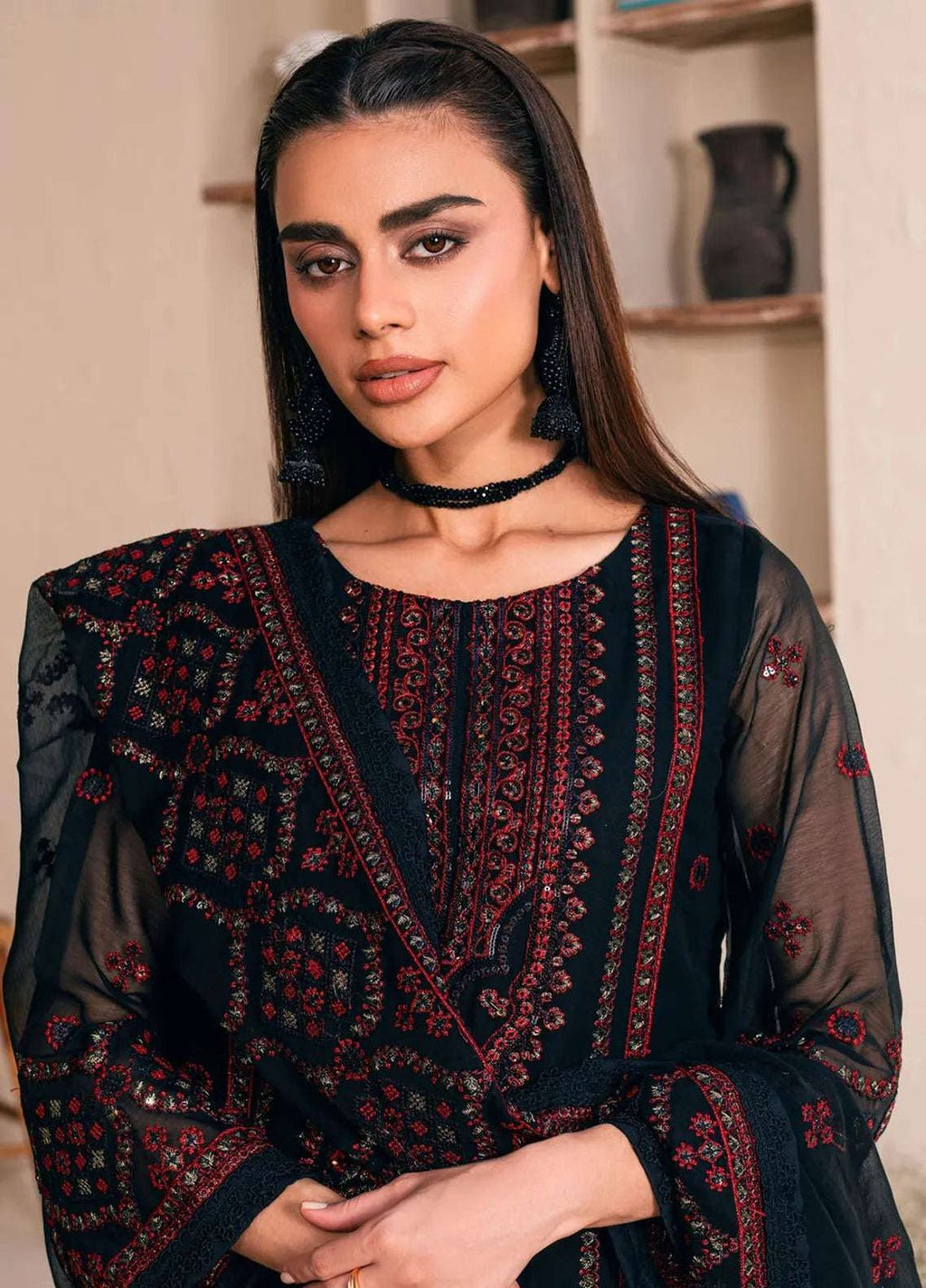 03-PIECE STITCHED CHIFFON SUIT DRESSING DESIGNER