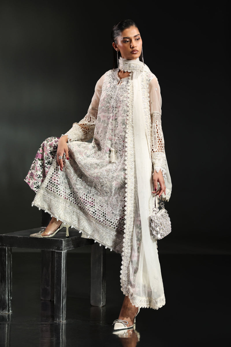 03 Piece Sequin Organza Suit - Ready To Wear
