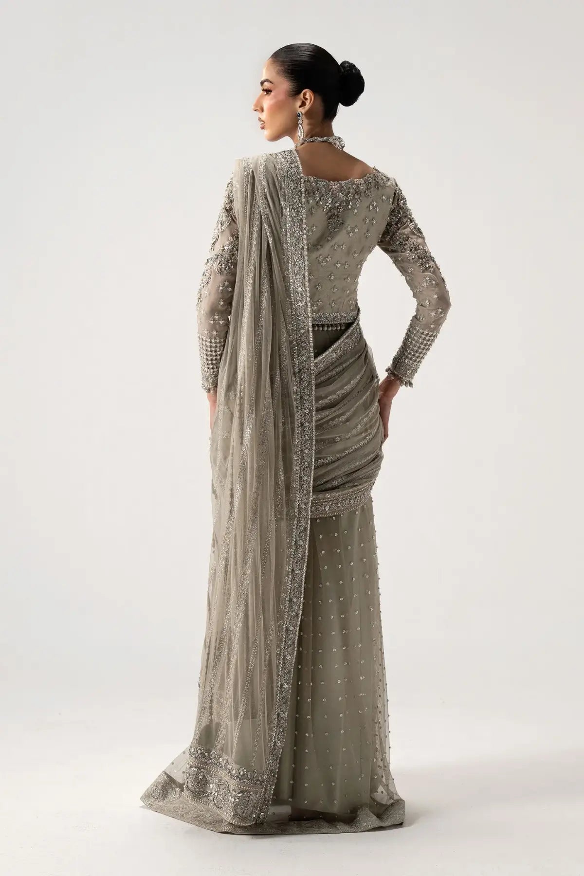 Twin Sequin Embroidered Chiffon Saree