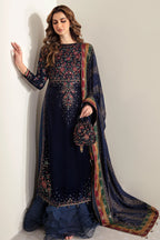 03 Piece Embroidered Velvet Suit - Ready To Wear