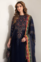 03 Piece Embroidered Velvet Suit - Ready To Wear