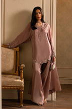 03-Piece Luxury Embroidered Raw Silk Suit - Ready  To  Wear