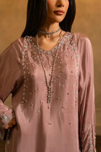 03-Piece Luxury Embroidered Raw Silk Suit - Ready  To  Wear