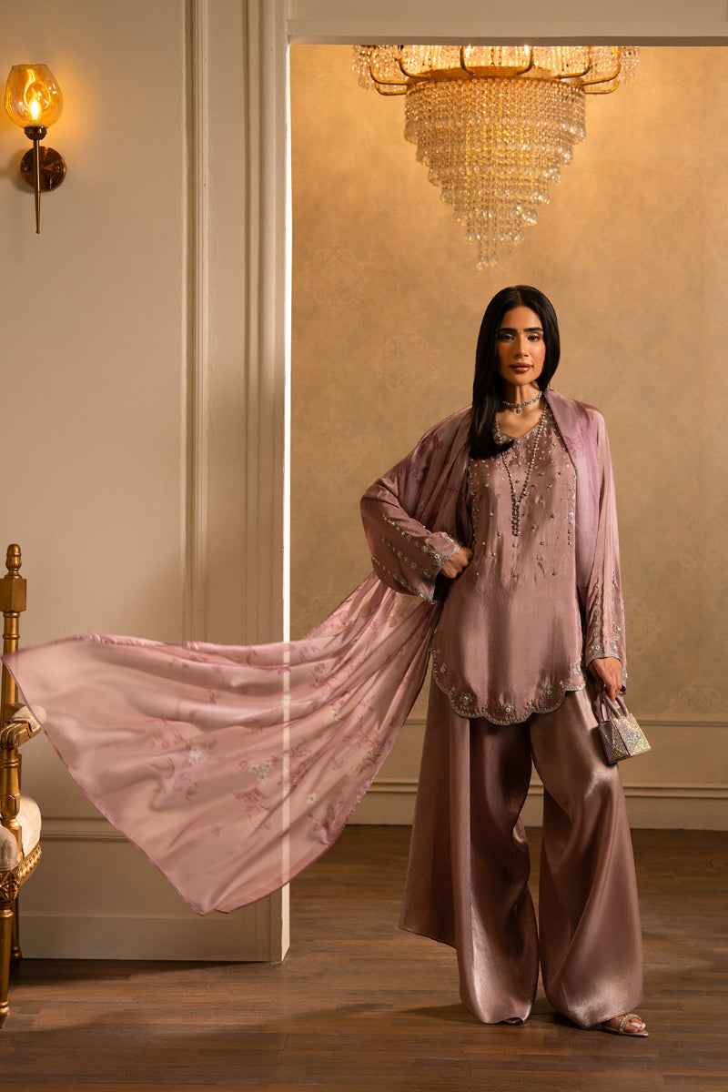 03-Piece Luxury Embroidered Raw Silk Suit - Ready  To  Wear