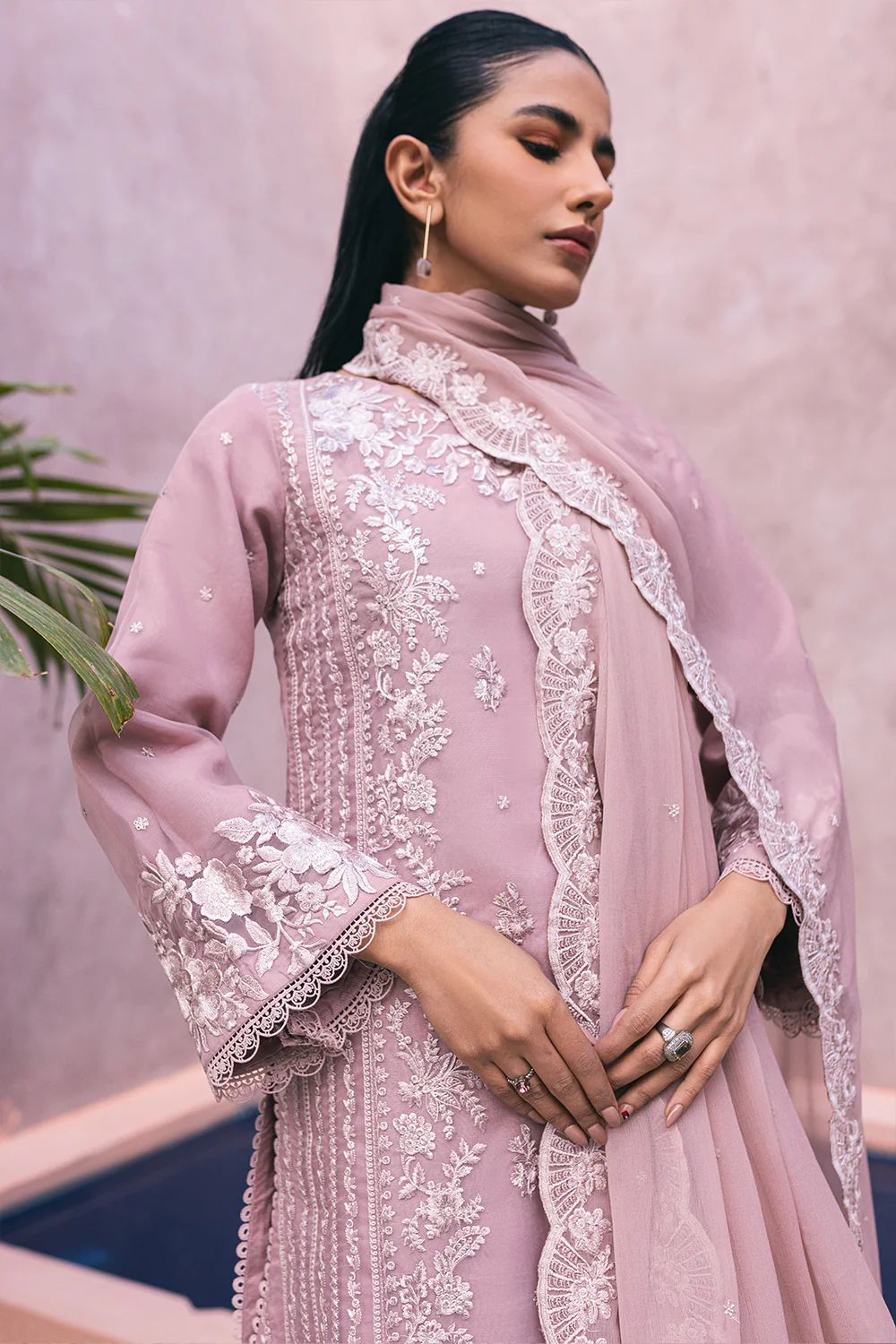 03 Piece Luxury Embroidered Chiffon Suit - Ready  to  Wear