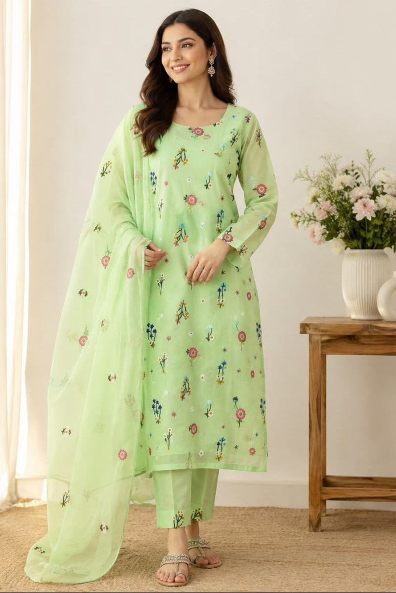 03 Piece Luxury Embroidered Lawn Suit - Ready  To Wear