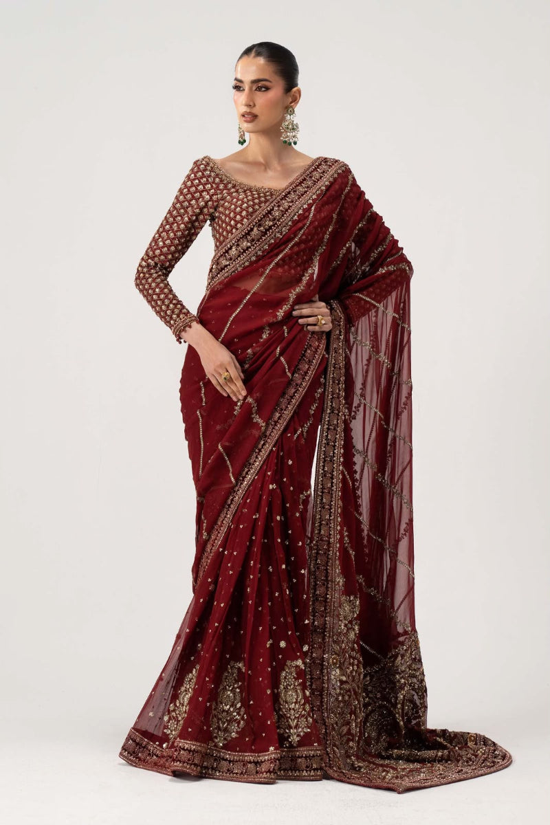 Luxury Embroidered Chiffon Saree - Ready To Wear