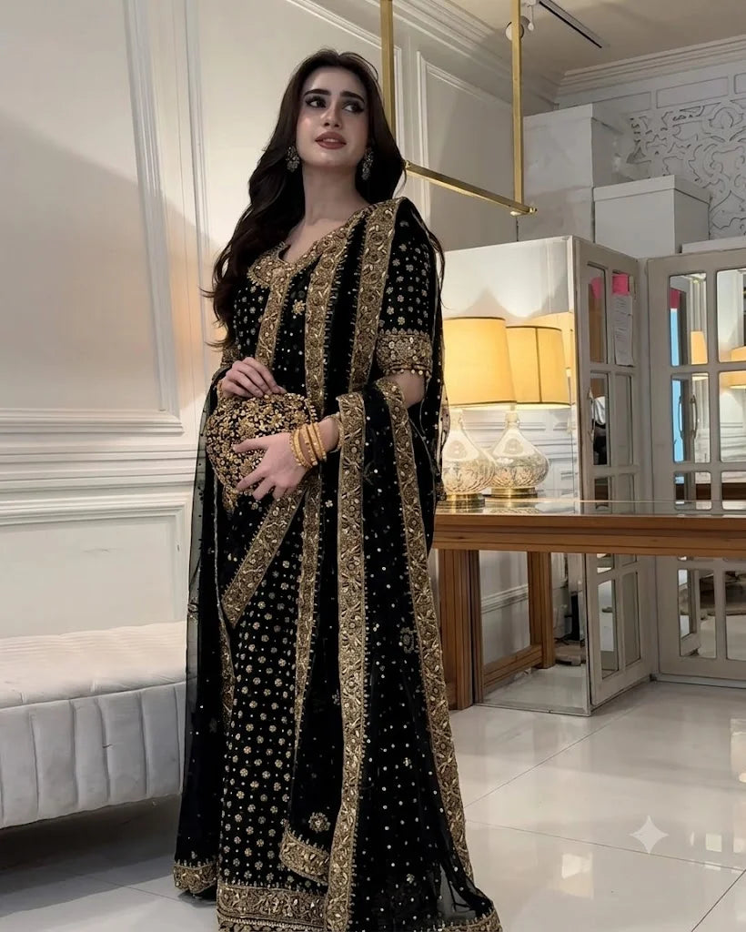 03-Piece Embroidered Chiffon Formal Suit  -  Ready to Wear