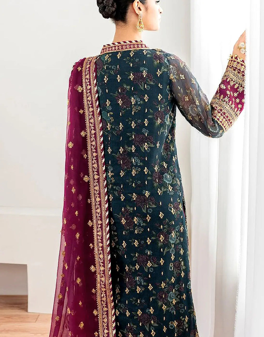 3  Piece Stitched Chiffon and silk suit
