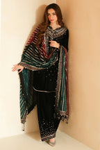 03-Piece  Embroidered Velvet Suit - Ready To Wear