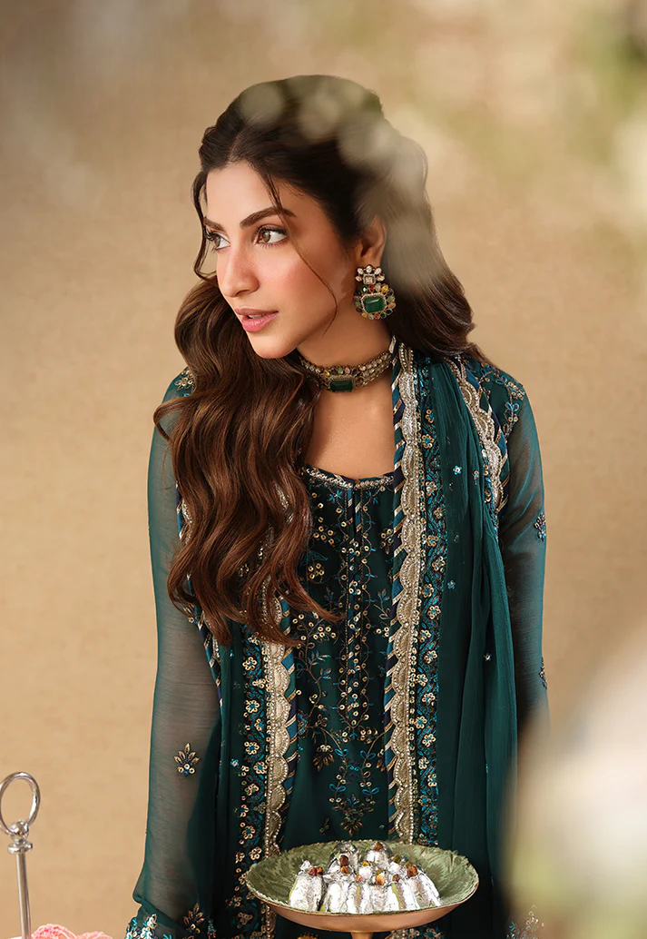 03 Piece Embroidery Chiffon Suit - Ready To Wear