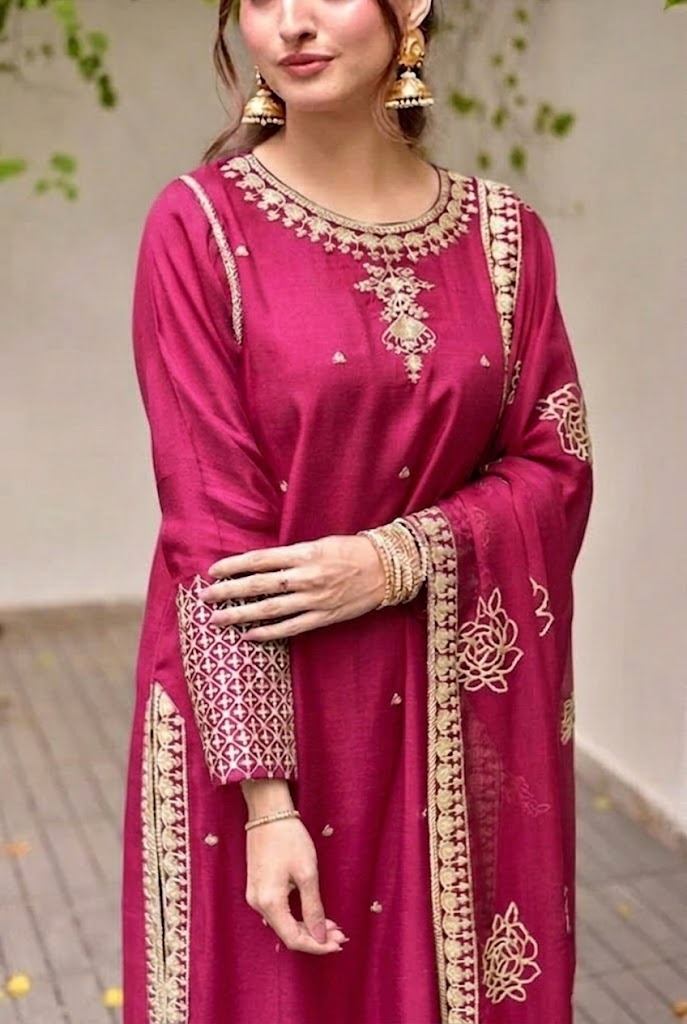 03-Piece Luxury  Embroidered Chiffon Suit - Ready to Wear