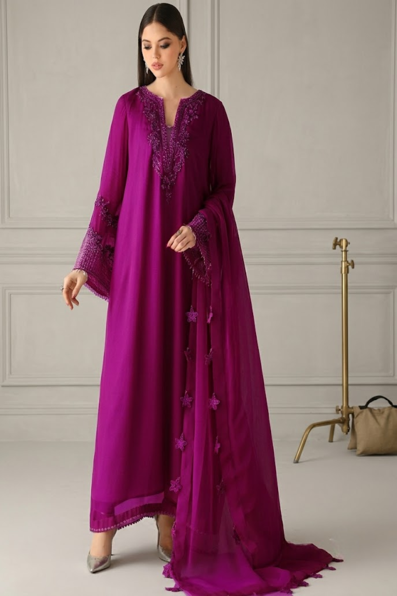 3 Piece  Stitched Chiffon Suit - Ready to Wear