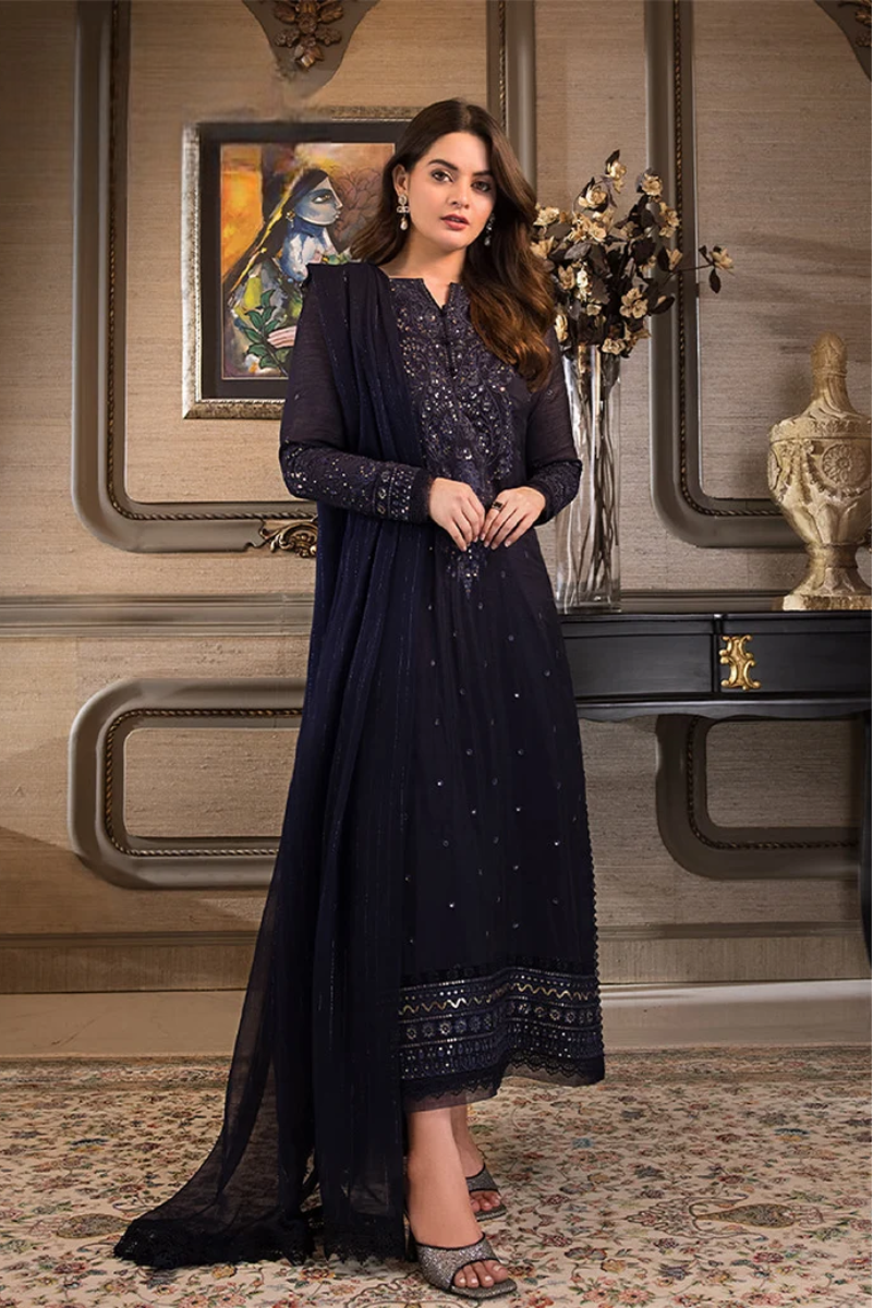 03 Piece Heavy Embroidered Chiffon Suit - Ready To Wear