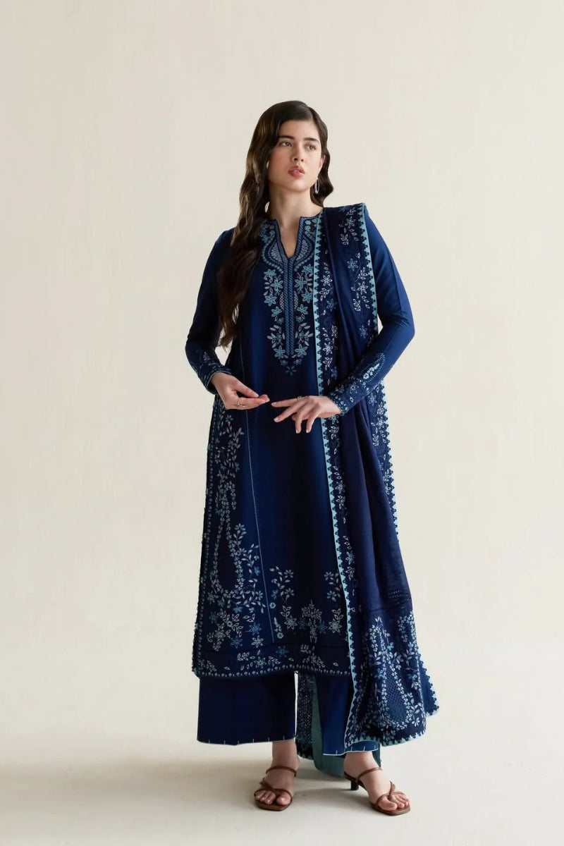 03 Piece Embroidered Egyptian Lawn Suit - Ready To Wear
