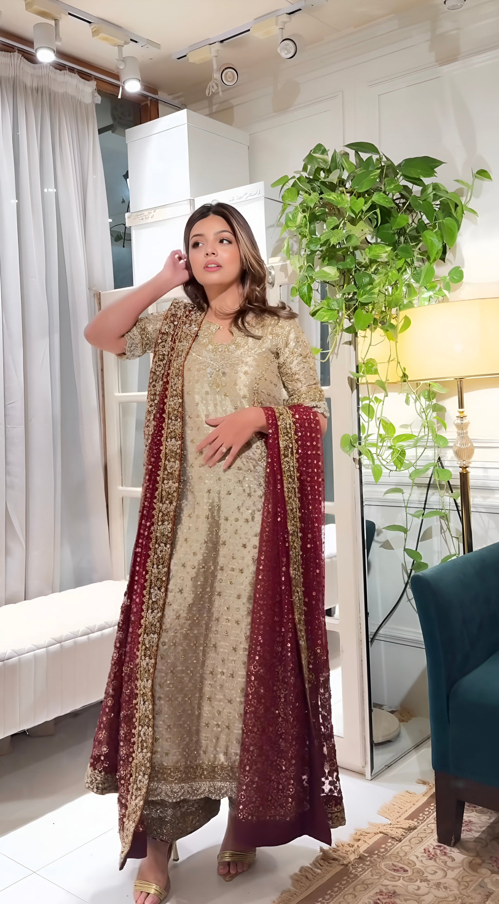 03 Piece Stitched Shimmer Adda Work Suit - Ready To Wear