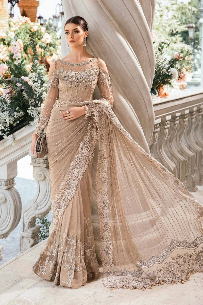 Exclusive Embroidered Net Saree with Heavy Adda Work - Ready  To Wear