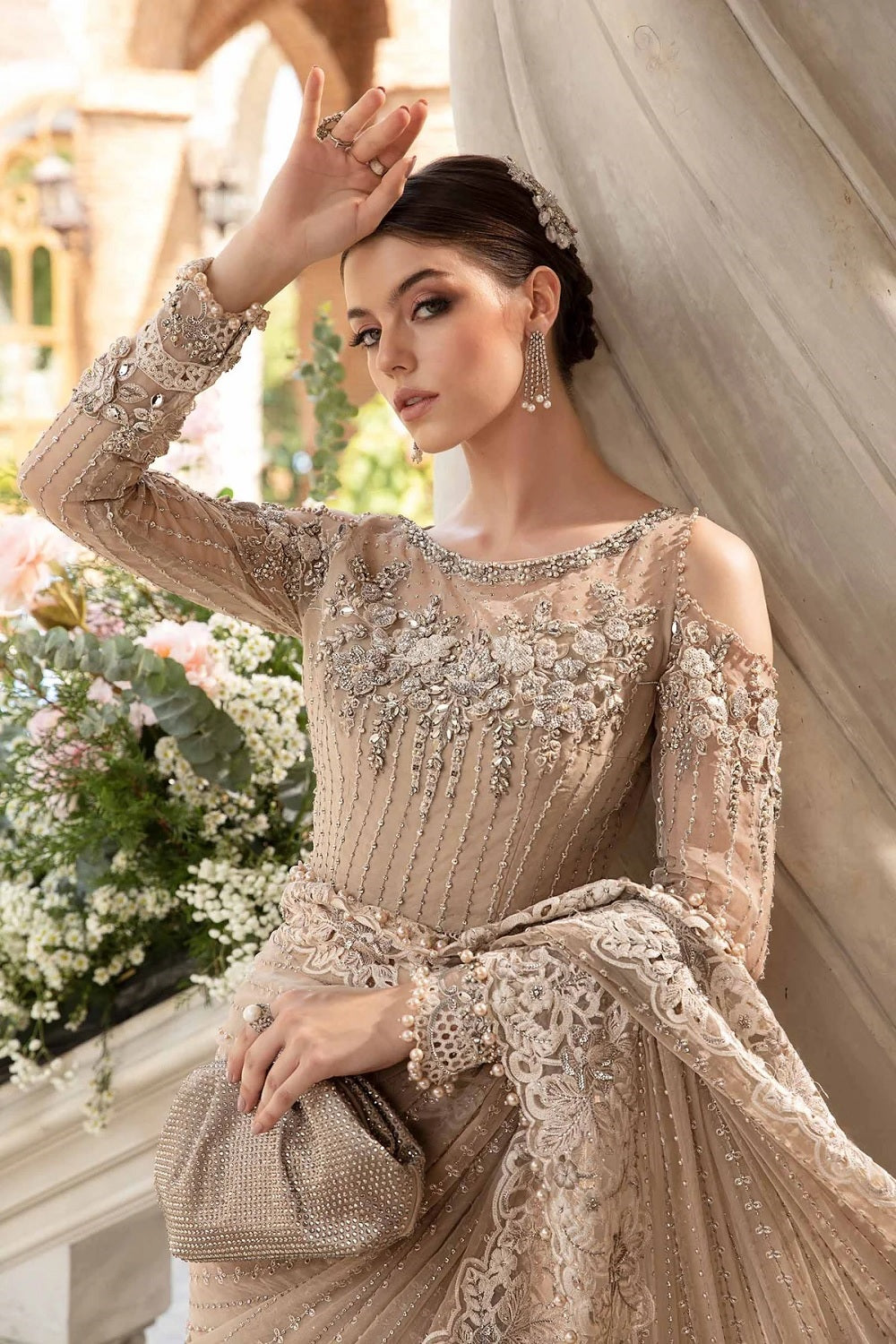 Exclusive Embroidered Net Saree with Heavy Adda Work - Ready  To Wear