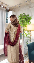 03 Piece Stitched Shimmer Adda Work Suit - Ready To Wear