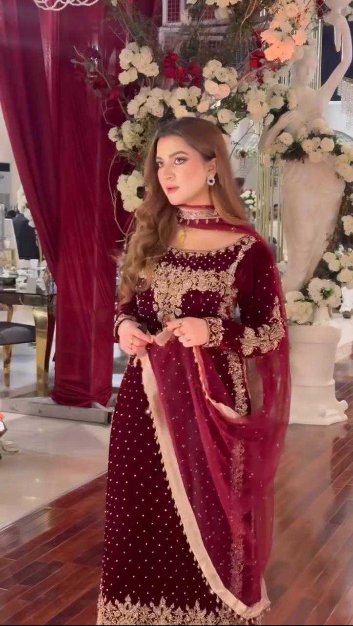 3 Piece Stitched Velvet suit - Ready to Wear